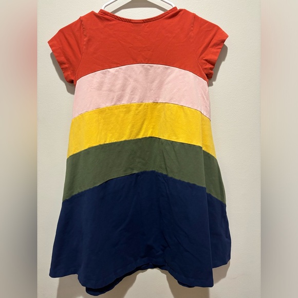 Hanna Andersson Rainbow Stripe Colorblock Pocket Swing Dress Girls Size 10 - Picture 4 of 5